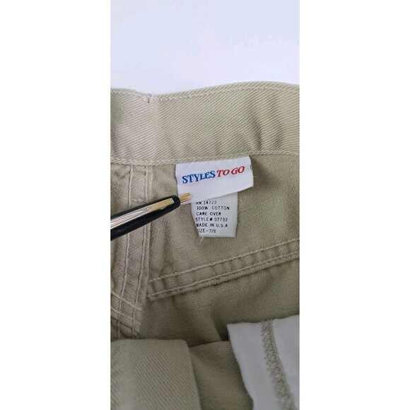Styles To Go Womens Size 7/8 24" Khaki Tan Bermuda Shorts High Waist Vintage 90s - Picture 2 of 6